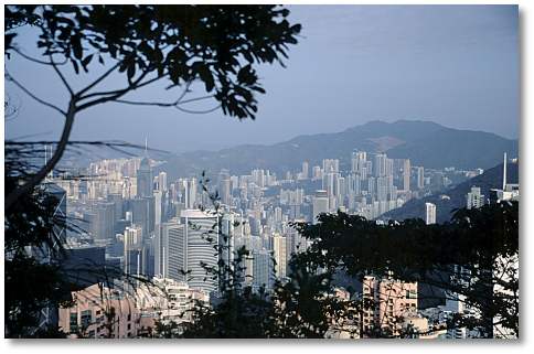 Blick vom Victoria Peak auf Hongkong Island