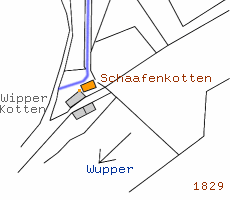 Skizze: Lageplan Schaafenkotten 1829