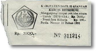 Eintrittskarte fr Gunung Kawi