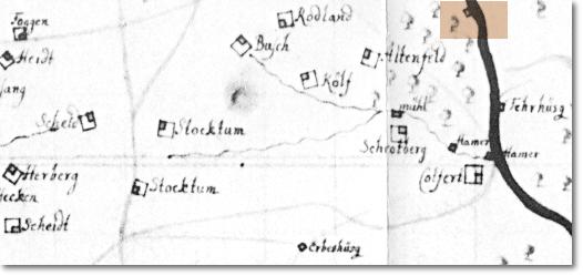 Kartenausschnitt Ploennies Amt Solingen, 1715