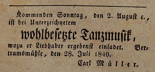 Zeitungsreklame: Solinger Kreis-Intelligenzblatt 28. Juli 1840