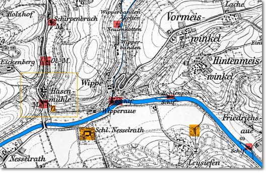 Karte: Haasenmühle und Umgebung, 1893