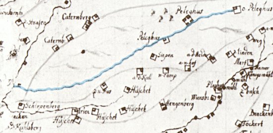 Verlauf des Pilghauser Baches im Jahre 1715