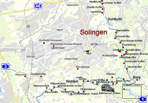 Karte von Solingen