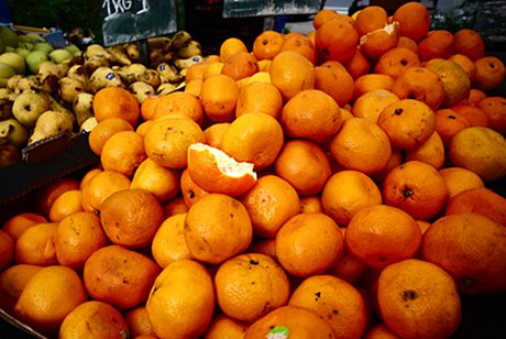 Foto: zu einem Berg aufgehufte Apfelsinen