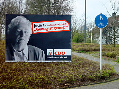 Wahlkampfplakat der CDU mit der Aufschrift 'Genug ist genug'
