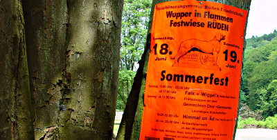 Plakat: Verschnerungsverein Rden-Friederichstal, Wupper in Flammen, Festwiese Rden, 18.+19.Juni, Sommerfest